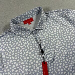 Redvanly‎ Chatillon Polo Shirt Mens Large Blue Lavender Dalmatian Golf Tennis